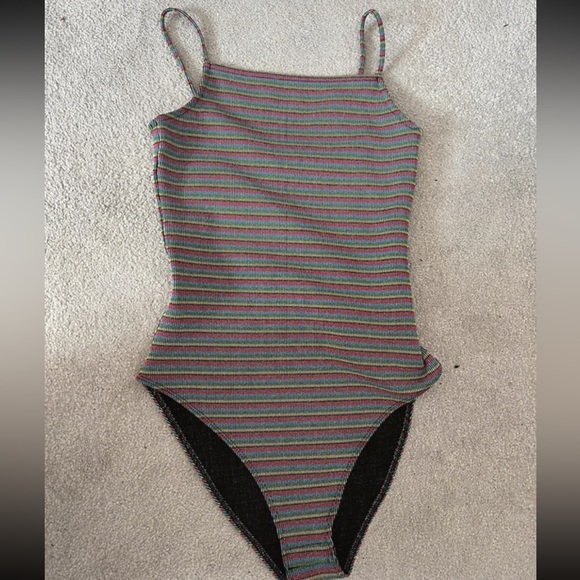 Topshop Tops - BNWoT stripe rainbow bodysuit size 6 By Topshop